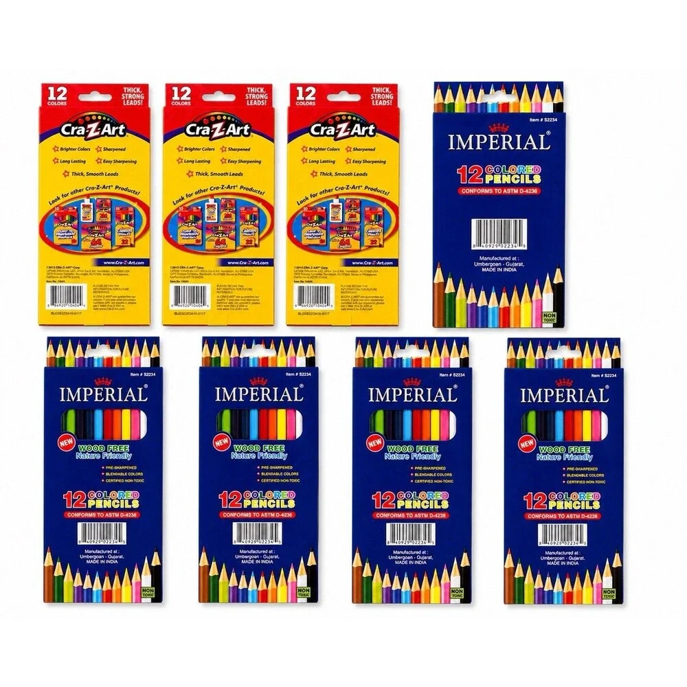 8 Pack Colored Pencils 12 Count Bulk Cra-Z-Art Imperial Kids School Art Supplies